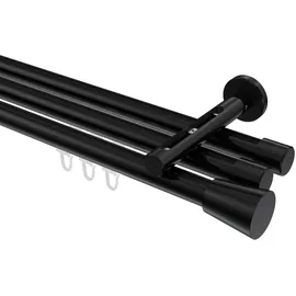 Interdeco GARDINENSTANGE INNENLAUF Siteno Sitra 480 cm (geteilt in 3 x 160 cm), 3-läufig, 20 mm Ø Schwarz