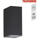 Telefunken – LED Außenwandleuchte IP44, Wandleuchte Außen, 2x GU10, 4000K Neutralweiß, anthrazit,