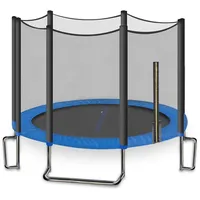SereneLife Trampolin Outdoor Kinder – Ø 244/305/366 cm, ASTM-Zertifiziert Mit Sicherheitsnetz & Randabdeckung, wetterfestes Gartentrampolin, stabile L-Form Füße