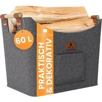 Black Oak Montana XL Holzkorb Filz 60L grau