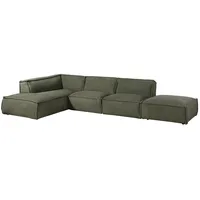 MASSIVMOEBEL24.DE Eckcouch Polyester inkl. Hocker 2-Sitzer Grün