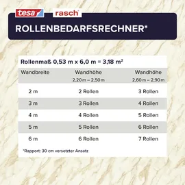 tesa rasch Carrara Vliestapete 6 m x 0,30 m 1 St Beige/Gold/Weiß