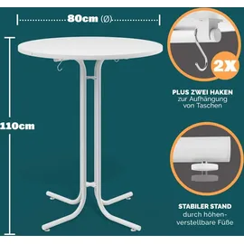 CASARIA Stehtisch 80 x 80 cm Weiß