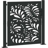 vidaXL Gartentor Schwarz 105x106 cm Stahl Wellen-Design, Zauntor, Outdoor Tor, Eisentor, Sicherheitstor, Einfahrtstor, Metall Zauntor