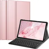 Fintie Tastatur Hülle für Samsung Galaxy Tab A9 Plus 11 Zoll 2023 Tablet SM-X210/X216/X218, Keyboard Cover mit Magnetisch Abnehmbarer Deutscher Bluetooth Tastatur, Roségold