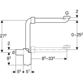 Geberit Tauchrohrsiphon G 1 1/4, 32mm, Raumsp., f WT, Abg h, we