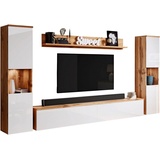 INOSIGN Wohnwand »PARIS«, (Komplett-Set, 4 St.), TV-Wand 260cm breite, grifflose Design, stehend und hängend montierbar, weiß