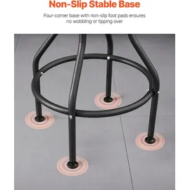 Vevor Werkstatthocker Werkstattsitz mit Rückenlehne, Garagensitz Arbeitshocker (136 kg belastbar) höhenverstellbarer Rollbrettsitz, 360° drehbarer gepolsterter Werkstatthocker für Autoreparatur