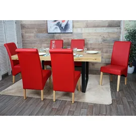MCW Esszimmerstuhl M37 6er Set Kunstleder Matt Rot Helle Füße