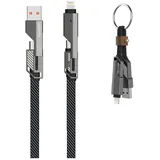4smarts USB-C Kabel ComboCord Flat 240W, 1.5m und Keyring Kabel