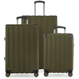 Hauptstadtkoffer Hartschalen-Trolley Q-Damm, 4 Rollen, 3 Koffer-Set Hartschalen-Trolleys, Erweiterung, TSA grün