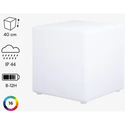 LED Würfel 40cm - Dekorativer Lichtwürfel, 16 Farben, 40 cm, wiederaufladbar, mit Fernbedienung