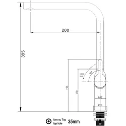 VIZIO Wasserhahn Küchenarmatur, Produktlinie BOD, mit 360° schwenkbarem L-Auslauf, Verchromt