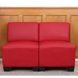 Mendler Modular 2-Sitzer Sofa Couch Lyon, Kunstleder ~ rot, ohne Armlehnen