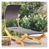 vidaXL Sonnenliege mit Dach 100x200x126 cm Bugholz Massiv Anthrazit