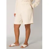 Base Level Curvy "YARDAN", Damen, Gr. 44, N-Gr, beige (light beige), Web, Obermaterial: 55% Leinen, 45% Viskose, unifarben, loose fit ca. Mitte Oberschenkel, Hosen, Sommerhose aus Leinen und Viskose und mit elastischem Bund