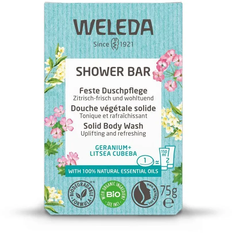 Weleda Feste Duschpflege Geranie + Litsea cubeba - duftet wohltuend