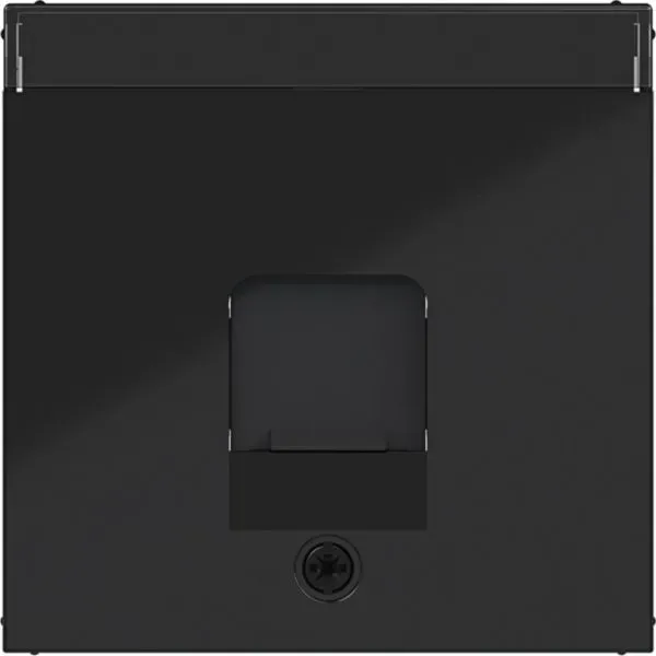 Hager WAF1160BG Zentralstück mit Staubschutzschieber 1-fach für KeyStone, Beschriftungsfeld, A.x/C.x, nachtschwarz glänzend