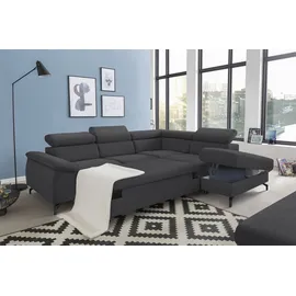 Cotta Ecksofa "Kitty L-Form, B: 249 cm", grau (dunkelgrau), B:249cm H:72cm T:207cm, Microfaser (100% Polyester);Flachgewebe (100% Polyester), Sofas, Ecksofa, mit Kopfteilverstellung, optional Bettfunktion & Bettkasten
