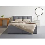 LeGer Home by Lena Gercke Boxspringbett "Addyson", grau (stone), B:190cm L:230cm, 100% Polyester, LEGER HOME BY LENA GERCKE, Komplettbetten, Boxspringbett, Boxspringbett inkl. Topper, 2 Matratzen