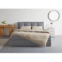 LeGer Home by Lena Gercke Boxspringbett "Addyson", grau (stone), B:190cm L:230cm, 100% Polyester, LEGER HOME BY LENA GERCKE, Komplettbetten, Boxspringbett, Boxspringbett inkl. Topper, 2 Matratzen
