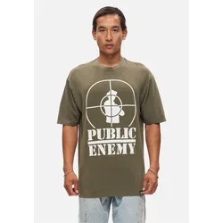 T-Shirt RECOVERED "Public Enemy Tonal Target", Herren, Gr. L, braun, 100% Baumwolle, bedruckt, casual, Kurzarm, Shirts, mit angesagtem Public Enemy-Logoprint