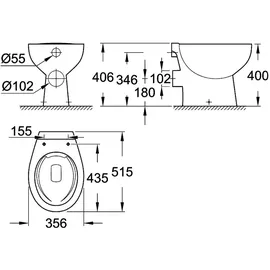 Grohe Bau Keramik Stand-Tiefspül-WC (39430000)