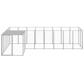 vidaXL Hundezwinger 2,2 m x 4,4 m x 1,1 m Stahl Silber