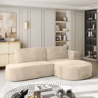 masseno ECKSOFA CORTIO M R-S Creme Velours-Stoff mit Schlaffunktion