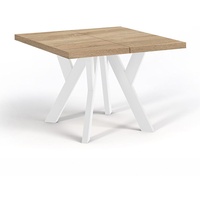 Quadratischer Ausziehbarer Tisch für Esszimmer, NERO, Loft-Stil, Skandinavisch, 90 / 190 cm, Farbe: Eiche Sonoma / Weiss