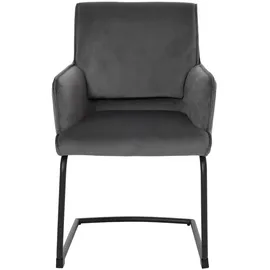 Mendler Freischwinger HWC-N60, Esszimmerstuhl Küchenstuhl Stuhl, Stoff/Textil Öko-Tex ~ dunkelgrau