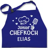Kinderschürze Schürze Kinder Mädchen - Kochschürze - Junior Chefkoch mit Namen - Geschenk für Jungen Küche Küchenhelfer - 7-14 Jahre - Royalblau - kinderkochschürze koch kinderkochschürzen - 7-13 Jahre