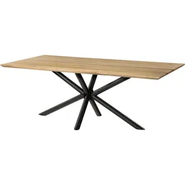 MASSIVMOEBEL24.DE Esstisch Mango 240x100x74 natur lackiert / Epoxid schwarz, Kreuzgestell rund anthrazit matt EPOXY