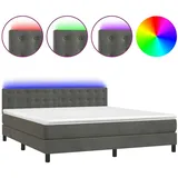vidaXL Boxspringbett mit Matratze & LED Dunkelgrau 180x200 cm Samt
