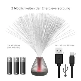 satisfire LED Glasfaserlampe FIBER PUNK Fiberglaslampe LED Farbwechsel USB