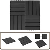 Terrassenfliesen 11 Stück Wpc 30 X 30 Cm 1 Qm Schwarz - Terrassenfliesen - Wpc Terrasse - Gartenmöbel - Balkonterrasse - Outdoor Dekoration