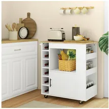 Homcom Küchenwagen mit Arbeitsplatte Spanplatte Eiche 83L x 40B x 83H cn-Eiche | Gr.: onesize