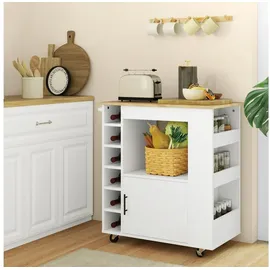 Homcom Küchenwagen mit Arbeitsplatte Spanplatte Eiche 83L x 40B x 83H cn-Eiche | Gr.: onesize