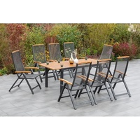 MERXX Tilos Set 9tlg 8 Klappsessel 1 Ausziehtisch 150/200x90cm