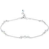 Elli Fußkette Basic Strand Bead Kristalle 925 Silber weiß 25