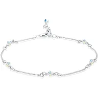 Elli Fußkette Basic Strand Bead Kristalle 925 Silber weiß 25