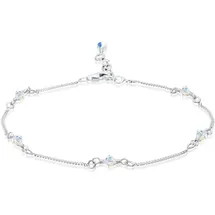 Elli Fußkette Basic Strand Bead Kristalle 925 Silber weiß 25