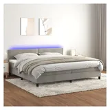 vidaXL Boxspringbett 200 x 200 cm LED Hellgrau