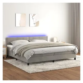 vidaXL Boxspringbett 200 x 200 cm LED Hellgrau