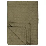 ib laursen Baumwoll-Quilt mit Kreuzstichen in oliv | Gr.: onesize