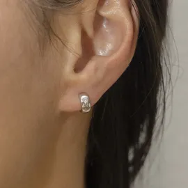 Cai Creolen 925 Silber rhodiniert Zirkonia weiß onesize