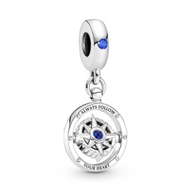 Pandora Charm Anhänger "Kompass" Silber, Kristall blau 790099C01