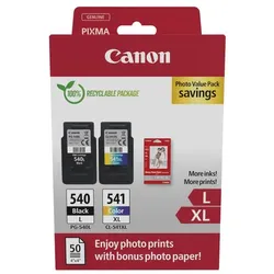 Canon Pg540L Schwarz + Cl541Xl Farbe 2er-Pack Fotopapier