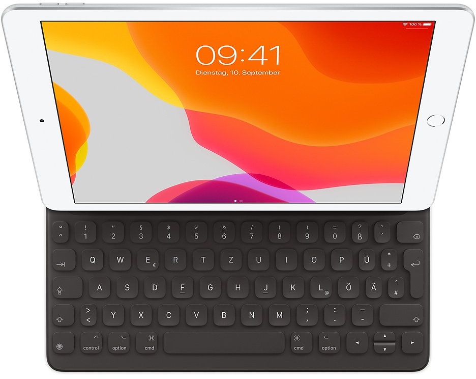 Apple Smart Keyboard für iPad 10.2" (9. Gen.) / iPad Air (3. Gen.) Schwarz iPad 10,2" / iPad Air 10,5" / iPad Pro 10,5" Deutsch Kabellos