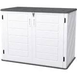 FIVMEN Gartenbox Gartenschrank Kunststoff Mülltonnenbox Wetterfest und UV-beständig Aufbewahrungsbox Geräteschrank Garten Outdoor für Gartengeräte Rasenmäher, 130x75x100 cm